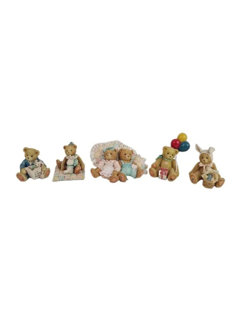 Set Of 5 Cherished Teddies Nina Bessie Christian 103837 Porcelain Figurines